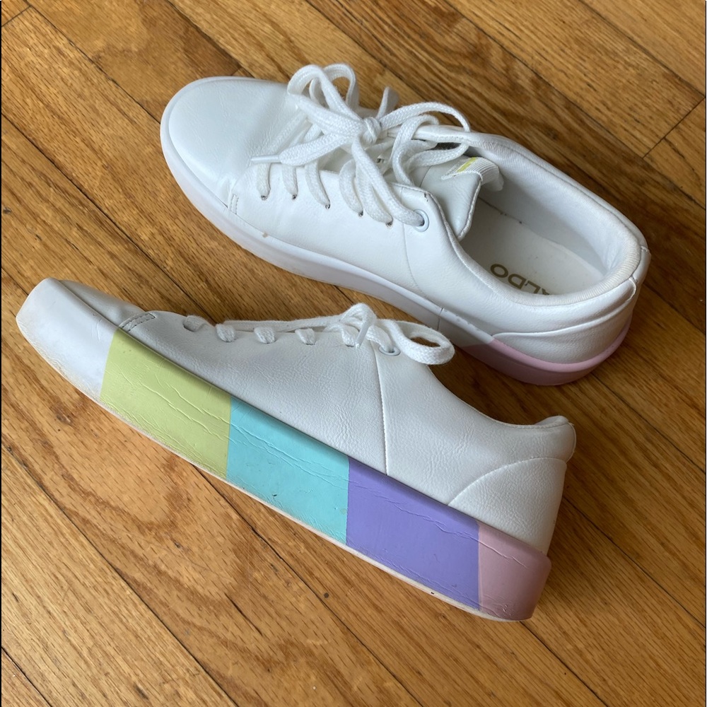 Aldo White Sneakers with Pastel Sole